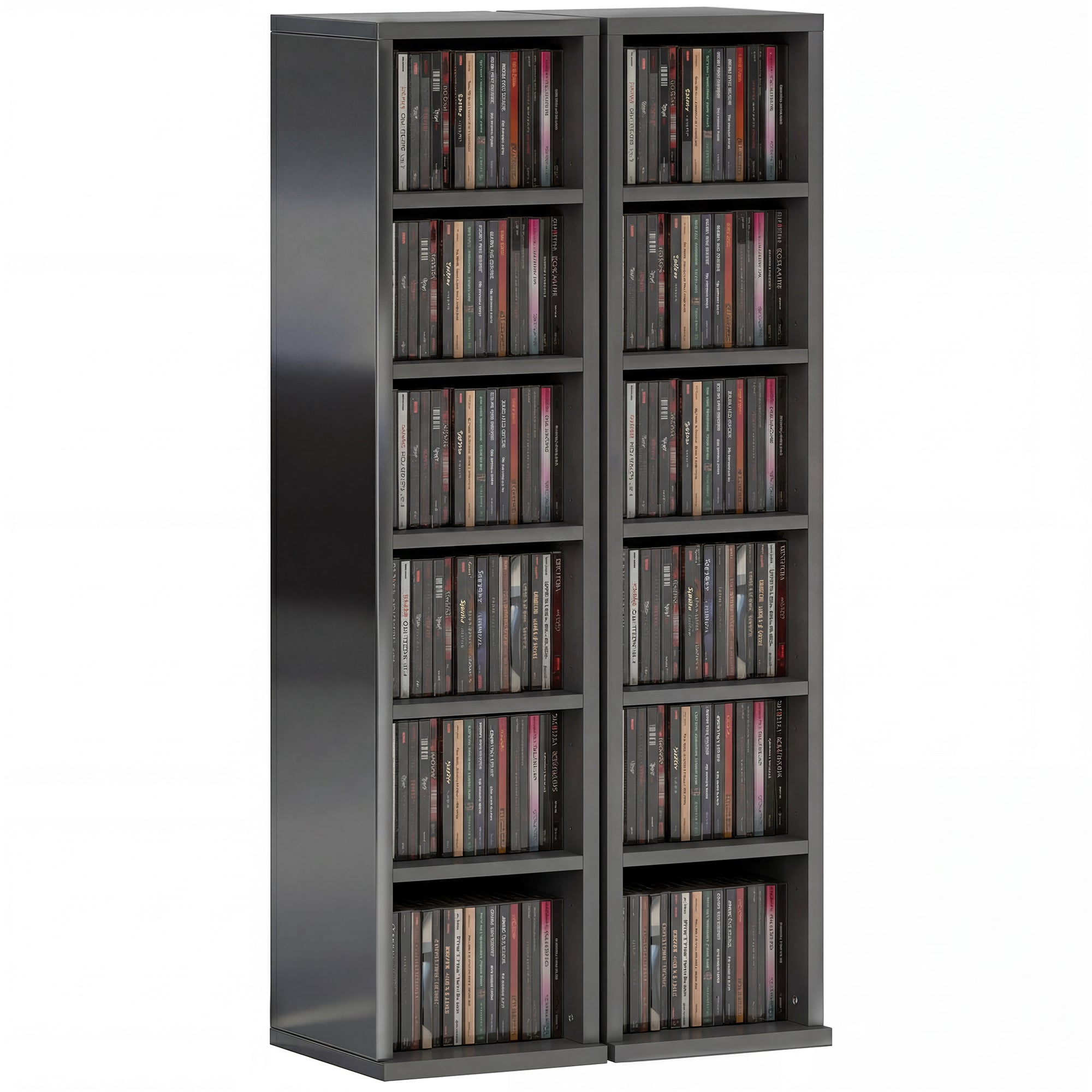 HOMCOM Set of 2 CD Storage Units with Adjustable Shelves, High Gloss B