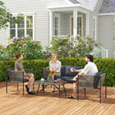 Outsunny 4 Seater Wicker Outdoor Furniture Set with Glass Coffee Table Grey