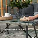 Outsunny 4 Seater Wicker Outdoor Furniture Set with Glass Coffee Table Grey
