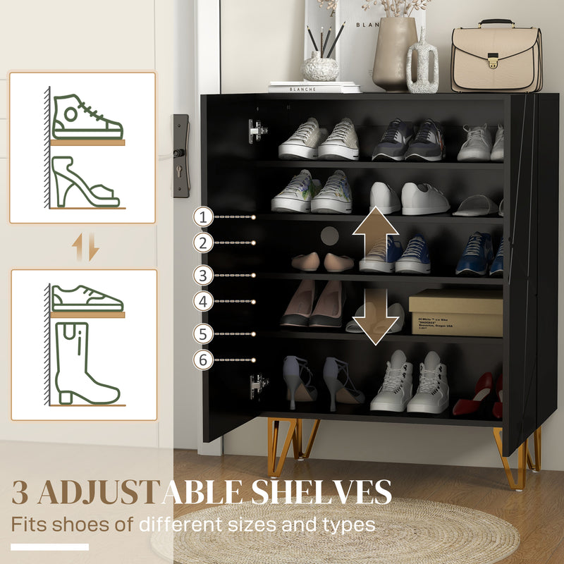 HOMCOM Shoe Storage Cabinet with Soft-Close Hinges and Adjust Shelves