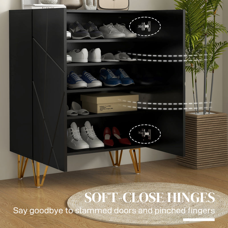 HOMCOM Shoe Storage Cabinet with Soft-Close Hinges and Adjust Shelves