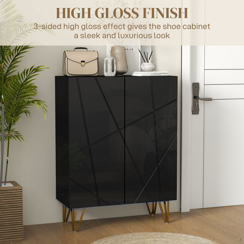 HOMCOM Shoe Storage Cabinet with Soft-Close Hinges and Adjust Shelves