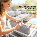 Outsunny 6 Seater Aluminium Garden Furniture Set with Table, Cushions, Grey