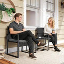 Outsunny Rattan Bistro Set, 3 PCS Garden Furniture with Cushion, Dark Grey