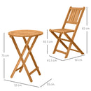 Outsunny Folding Patio Bistro Set Of 3 Dining Table Set With 2 Foldable Chairs