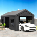 Outsunny 3 x 6 m Heavy Duty Carport, Portable Garage with 3 Doors, Dark Grey