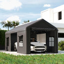 Outsunny 3 x 6 m Heavy Duty Carport, Portable Garage with 3 Doors, Dark Grey
