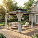 Outsunny 3 X 3 M Hardtop Gazebo, Double Roof Garden Gazebo, Light Grey