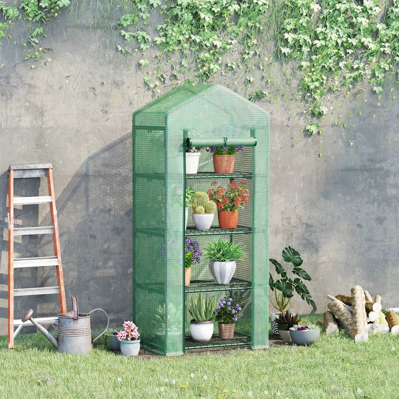 Outsunny Mini Greenhouse with 4 Tier 70 x 50 x 160 cm - Green