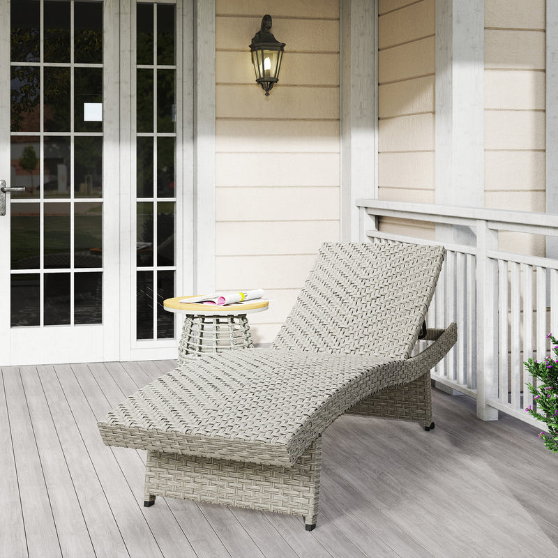 Outsunny PE Rattan Sun Lounger with 4-Level Adjustable Backrest
