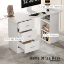 HOMCOM 120cm Computer Desk PC Table Workstation W/ 3 Shelf & Drawers White
