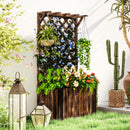 Outsunny Wooden Planter with Trellis and Drainage Holes