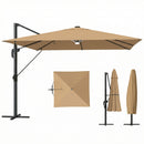 Outsunny 3 X 3 M Garden Cantilever Parasol W/ Light, Cover, Wind Protection