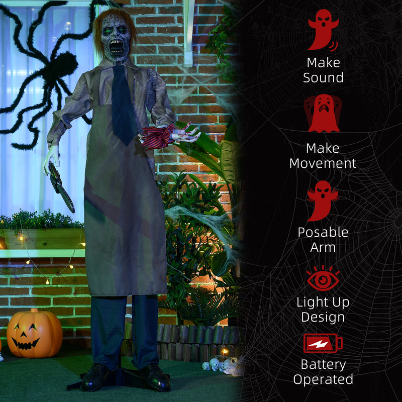 HOMCOM Life Size Outdoor Halloween Decoration Animatronic Chainsaw