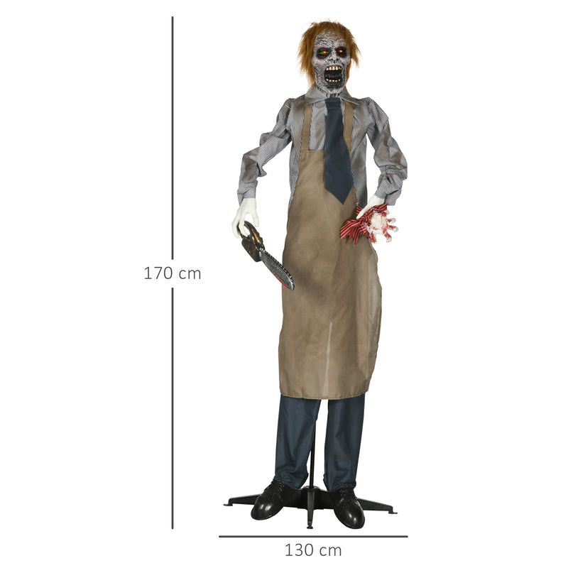 HOMCOM Life Size Outdoor Halloween Decoration Animatronic Chainsaw