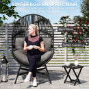 Outsunny Standing Rattan Garden Egg Chair with Headrest, Charcoal Grey