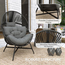 Outsunny Standing Rattan Garden Egg Chair with Headrest, Charcoal Grey