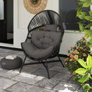 Outsunny Standing Rattan Garden Egg Chair with Headrest, Charcoal Grey