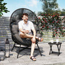 Outsunny Standing Rattan Garden Egg Chair with Headrest, Charcoal Grey