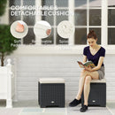 Outsunny Set of 2 Rattan Footstool, Storage Ottoman w/ Cushions