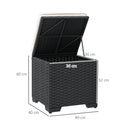 Outsunny Set of 2 Rattan Footstool, Storage Ottoman w/ Cushions