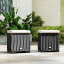 Outsunny Set of 2 Rattan Footstool, Storage Ottoman w/ Cushions