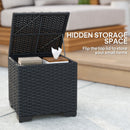 Outsunny Set of 2 Rattan Footstool, Storage Ottoman w/ Cushions