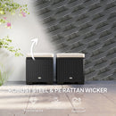 Outsunny Set of 2 Rattan Footstool, Storage Ottoman w/ Cushions