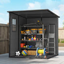 Outsunny 6 X 6 Ft Plastic Garden Shed With Floor, Lockable Doors, Dark Grey