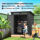Outsunny 6 X 6 Ft Plastic Garden Shed With Floor, Lockable Doors, Dark Grey
