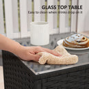 Outsunny Rattan Bistro Set Balcony Furniture with Rocking Chairs, Black