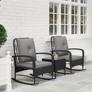 Outsunny Rattan Bistro Set Balcony Furniture with Rocking Chairs, Black