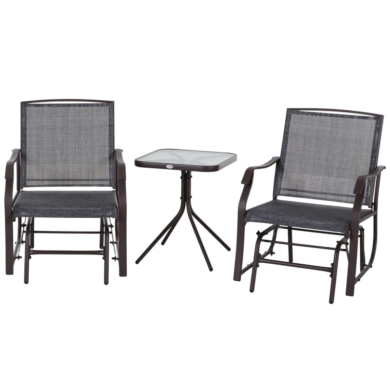 Outsunny Glider Rocking Chair & Table Set - Grey