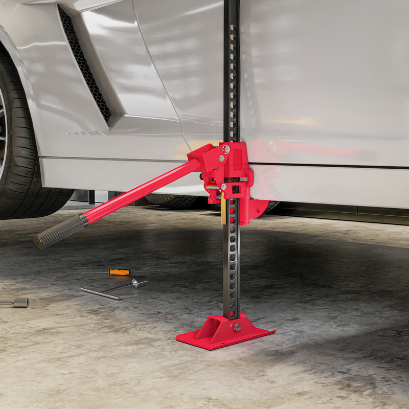 HOMCOM 33\" 3 Tonne High Lift Farm Jack for 4x4 Tractors Trucks, Red