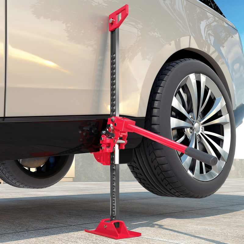HOMCOM 33\" 3 Tonne High Lift Farm Jack for 4x4 Tractors Trucks, Red