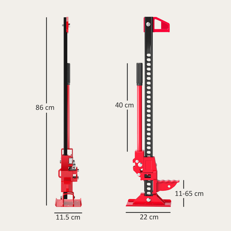 HOMCOM 33\" 3 Tonne High Lift Farm Jack for 4x4 Tractors Trucks, Red