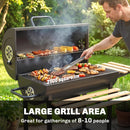 Outsunny Charcoal Grill, Charcoal BBQ Grill With Foldable Shelves
