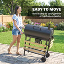 Outsunny Charcoal Grill, Charcoal BBQ Grill With Foldable Shelves