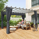 Outsunny 3.6 x 3 m Aluminium Pergola with Retractable Roof Canopy, Curtains