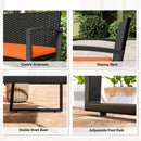 Outsunny 2 Seater Rattan Garden Bench with Cushion, Steel Frame, Orange