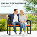 Outsunny 2 Seater Rattan Garden Bench with Cushion, Steel Frame, Orange