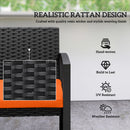 Outsunny 2 Seater Rattan Garden Bench with Cushion, Steel Frame, Orange