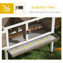 Pawhut Large Elevated Indoor Outdoor Wooden Rabbit Hutch w/ Asphalt Roof, Tray