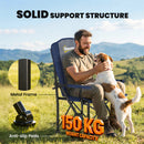 Outsunny Camping Chair Padded With Side Pocket Dark Blue