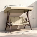 Outsunny 3 Seater Garden Swing Chair Patio Swing Bench w/ Cup Trays Brown