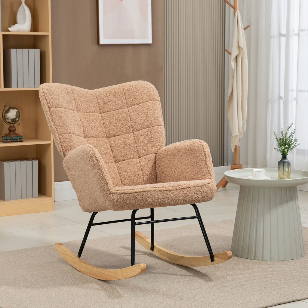 HOMCOM Wingback Rocking Chair for Nursing w/ Steel Frame