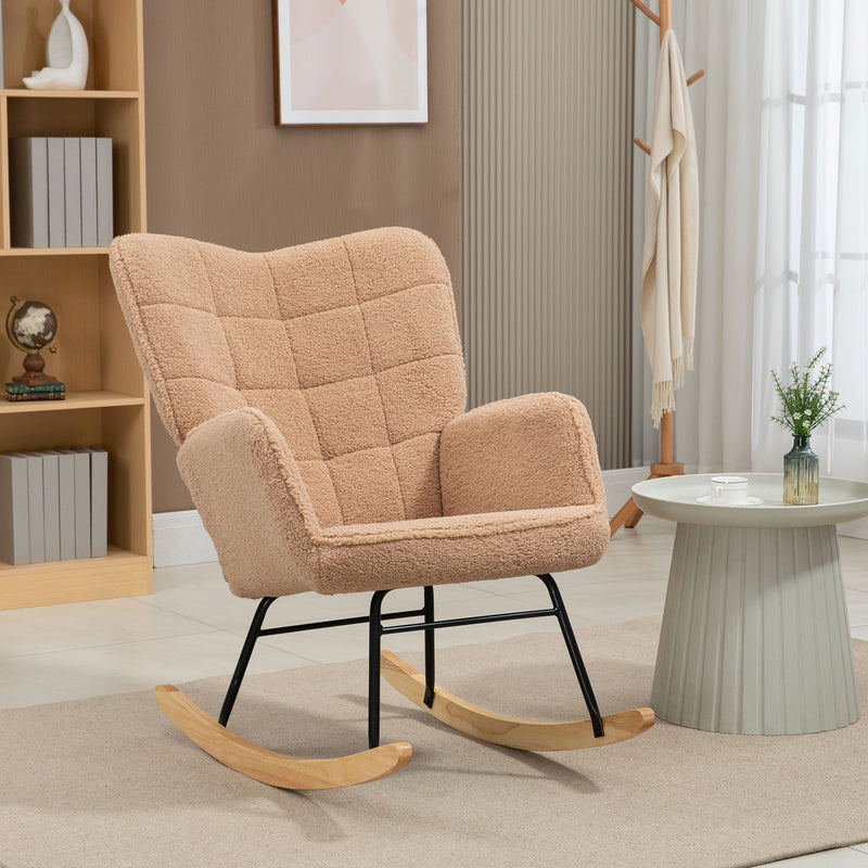 HOMCOM Wingback Rocking Chair for Nursing w/ Steel Frame