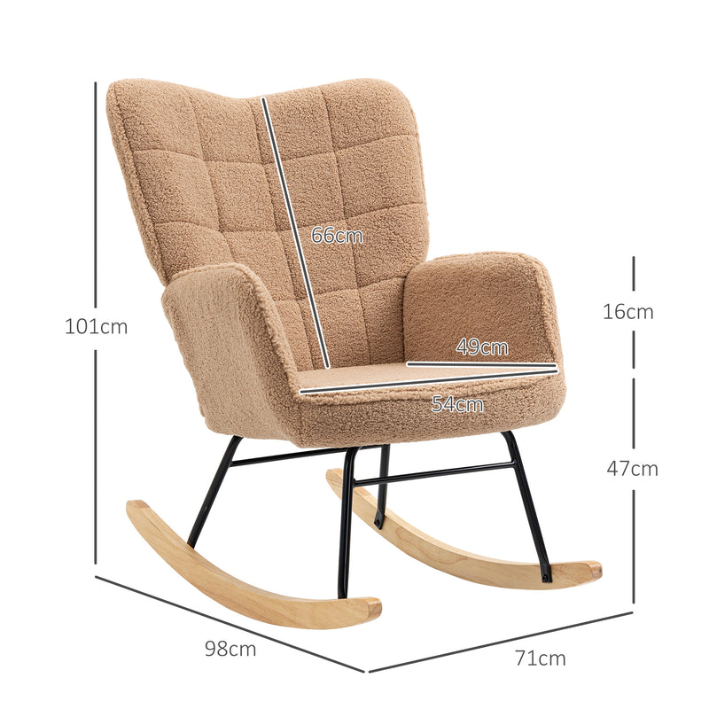HOMCOM Wingback Rocking Chair for Nursing w/ Steel Frame