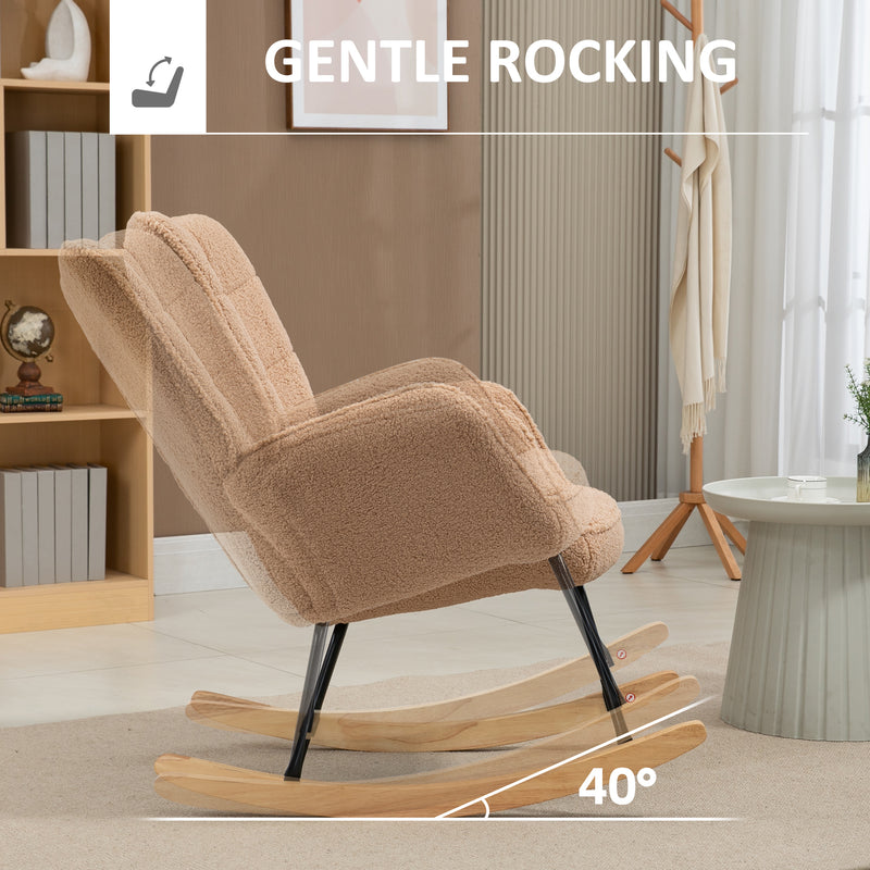 HOMCOM Wingback Rocking Chair for Nursing w/ Steel Frame