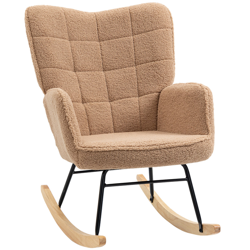 HOMCOM Wingback Rocking Chair for Nursing w/ Steel Frame